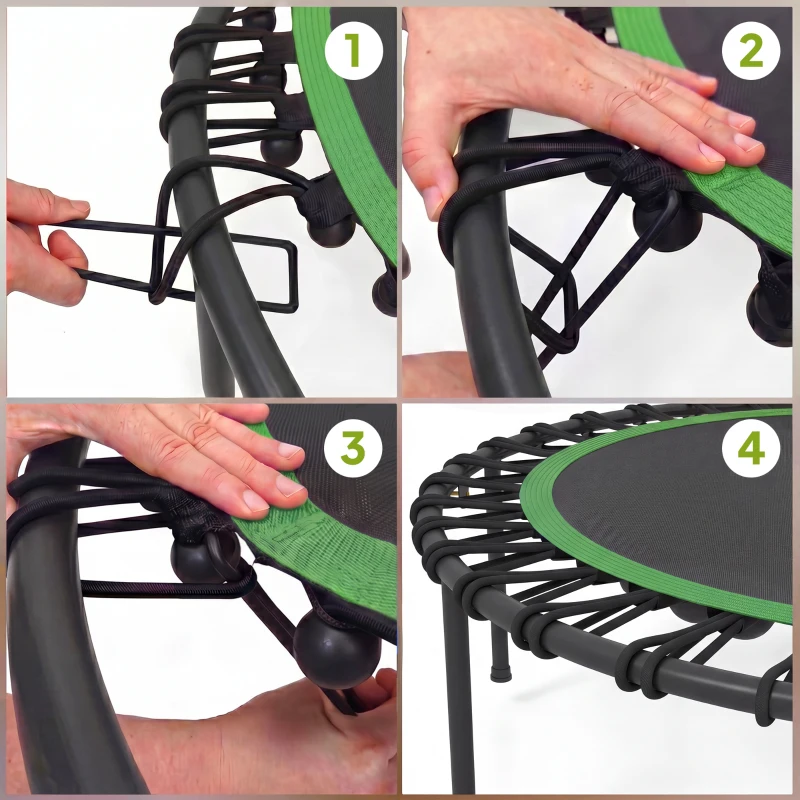 Soozier 45" Rebounder Trampoline for Adults, Foldable Mini Trampoline with Adjustable Handle Bar for Indoor Outdoor, Green