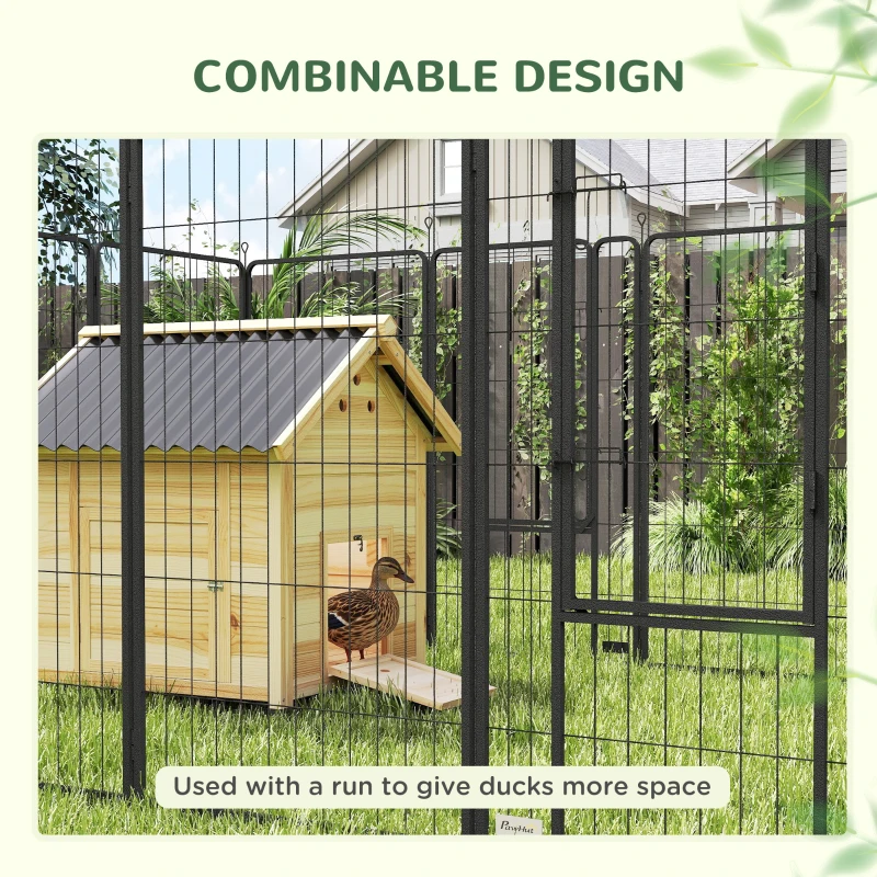 PawHut Duck Coop, Wooden Duck House with Openable Roof & Double Doors, Natural Wood(m-8)