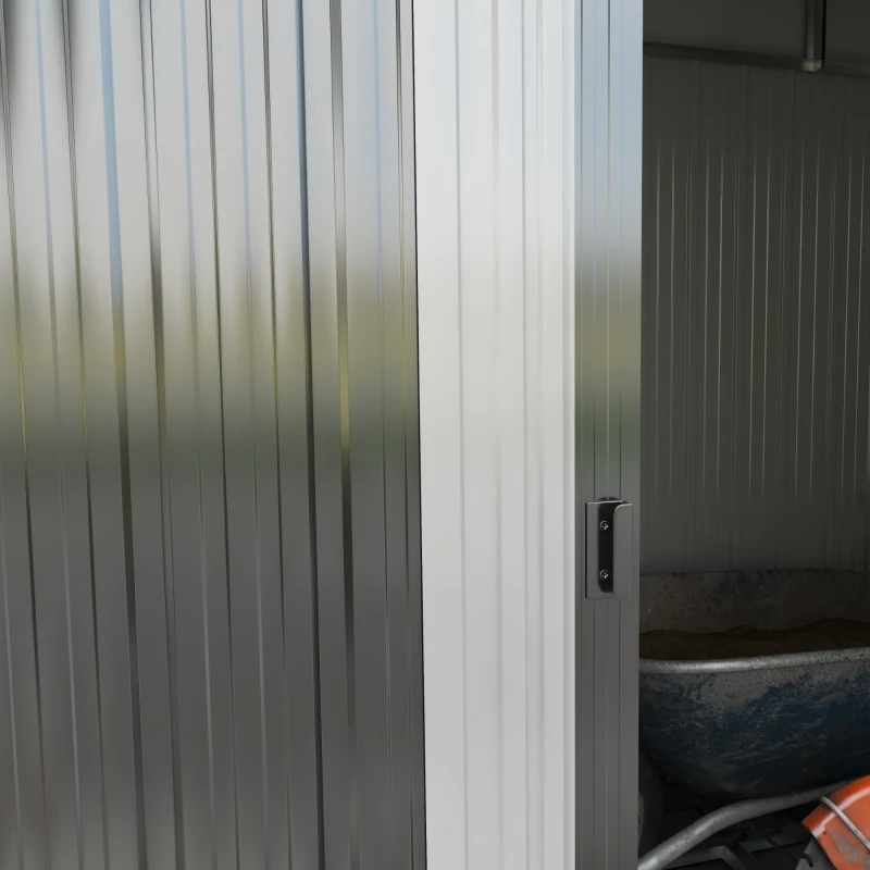 Outsunny 8' x 4' Galvanized Outdoor Storage Shed, Garden Shed with Adjustable Shelves, Double Sliding Doors and Vents