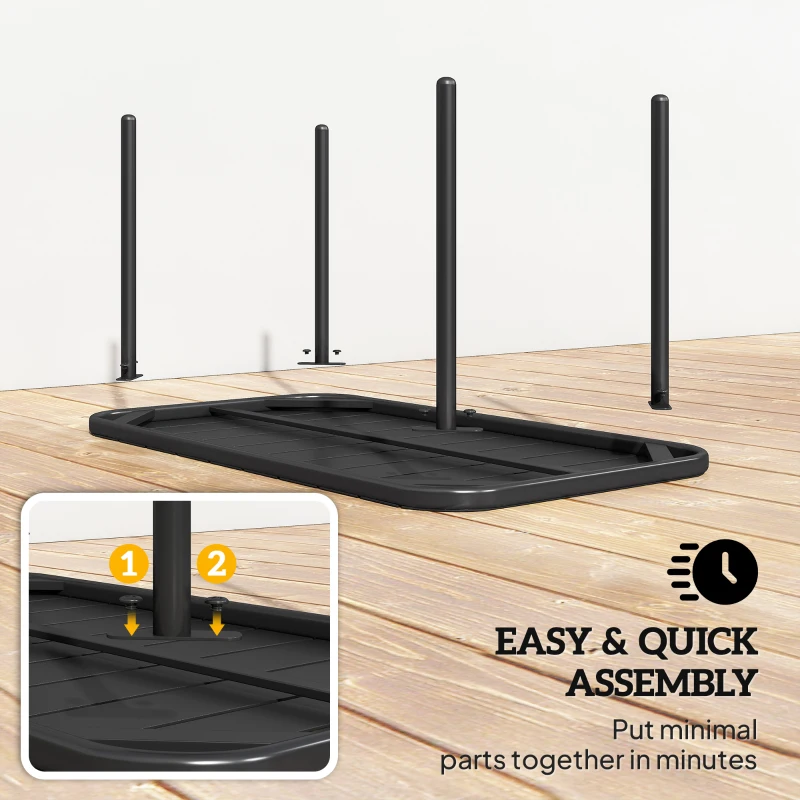 Outsunny Outdoor Coffee Table, All-Weather Rectangle Metal Patio Coffee Table with Slatted Tabletop for Outside