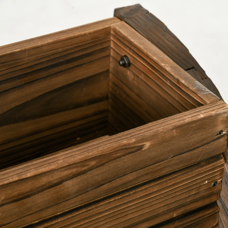 Outsunny Wooden Wagon Planter Box, 2-Tier Raised Garden Bed, for Vegetables Flowers Herbs