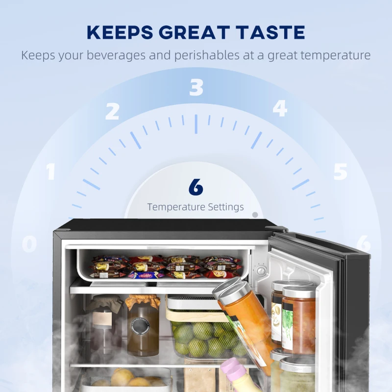 HOMCOM 4.5 Cu Ft Mini Fridge with Freezer, Wheels, Single Door Refrigerator, Adjustable Thermostat, Reversible Door, Black