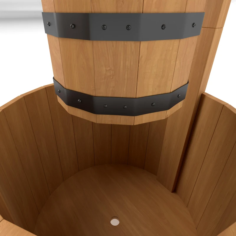 Outsunny Wood Wishing Well Outdoor Wooden Planter with Hanging Bucket and Drainage Hole for Garden, Patio, Backyard, Orange