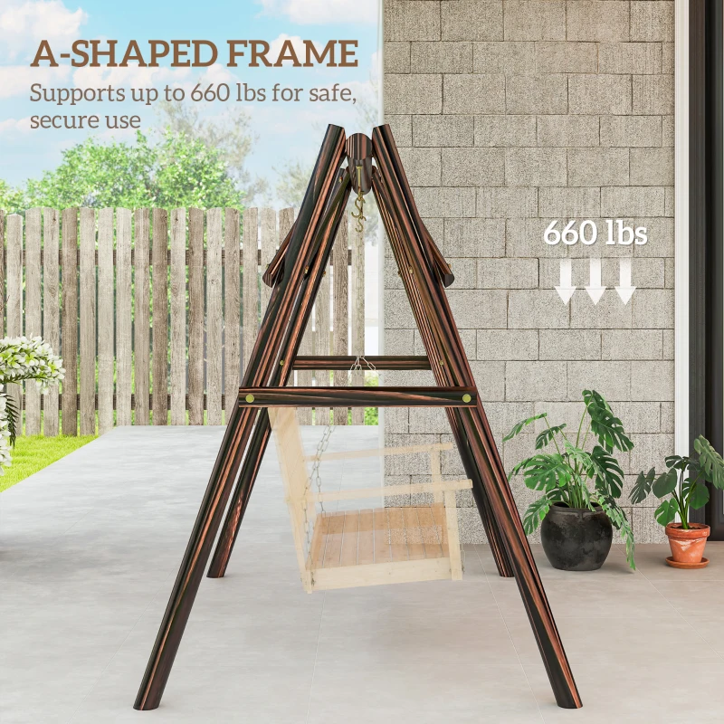 Outsunny 660 lbs Porch Swing Frame, A-Frame Hanging Chair Stand Only for DIY Painting, Swing Chair Stand for Backyard, Patio