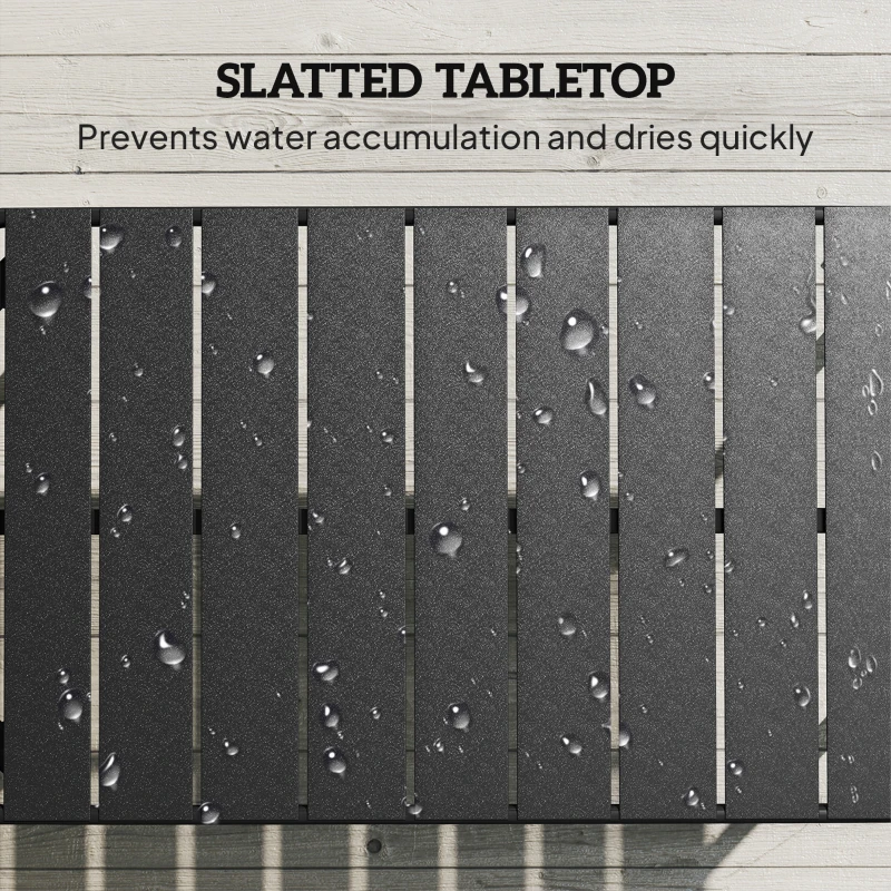 Outsunny Outdoor Coffee Table, All-Weather Rectangle Metal Patio Coffee Table with Slatted Tabletop for Outside