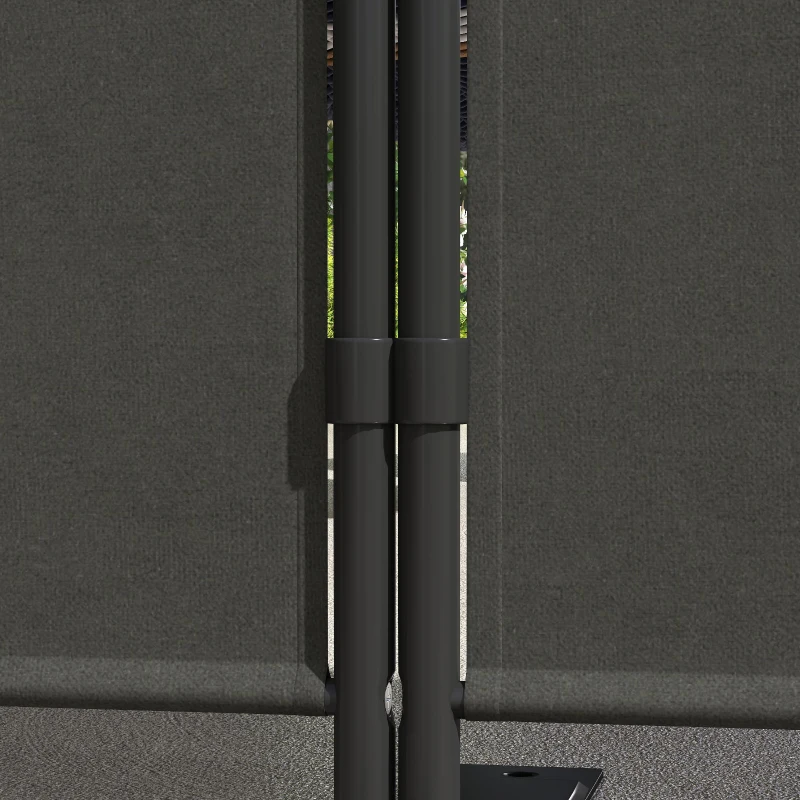 Outsunny 3 Panel Folding Outdoor Privacy Screen, 5.8FT Tall Room Divider with UV30+ Protection, Freestanding Privacy Panel Partition with Stable Base for Indoor Outdoor, Dark Grey