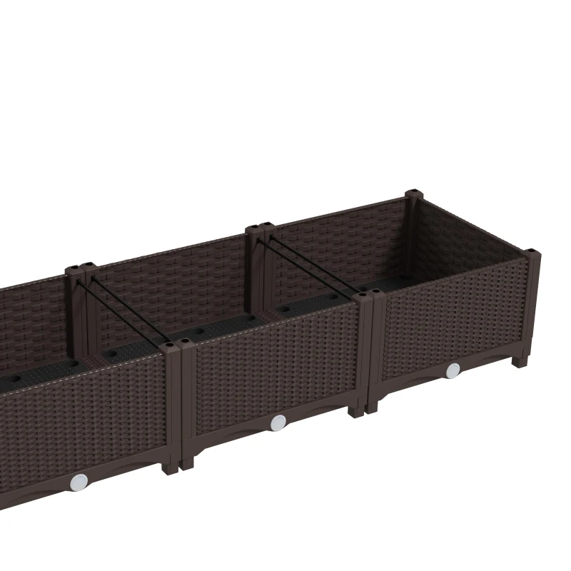 Outsunny Raised Garden Bed Kit with Trellis, Plastic Raised Flower Bed with PE Cover and Zipper Door, 47 x 16 x 50 inch