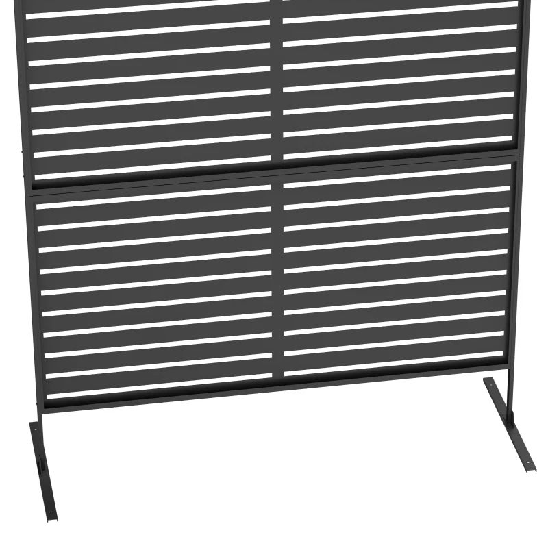 Outsunny Decorative Outdoor Privacy Panel, Freestanding Metal Outdoor Divider with Stand for Garden, Backyard, Deck, Pool, Black