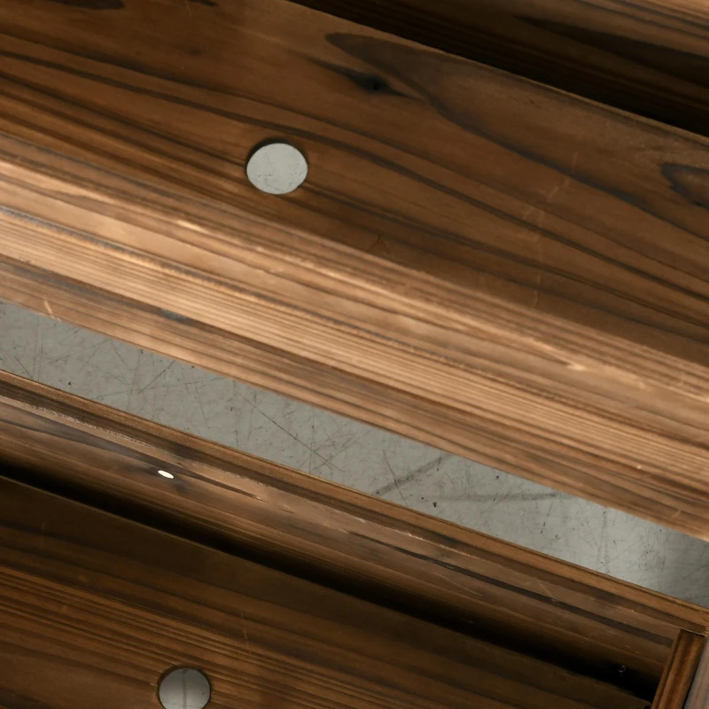 Outsunny Wooden Wagon Planter Box, 2-Tier Raised Garden Bed, for Vegetables Flowers Herbs