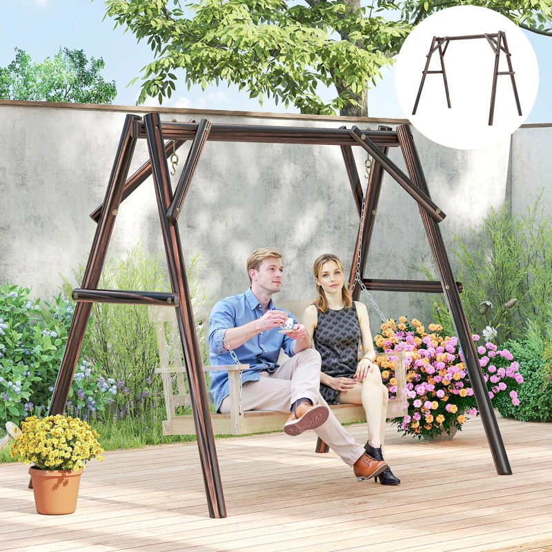 Outsunny 660 lbs Porch Swing Frame, A-Frame Hanging Chair Stand Only for DIY Painting, Swing Chair Stand for Backyard, Patio