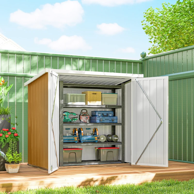Outsunny 5' x 3' Metal Garden Storage Shed, Tool House with Double Doors for Backyard, Patio, Lawn