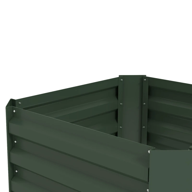 Outsunny Galvanized Planter Box, Outdoor Raised Garden Bed with 4-Tier Trellis Tomato Cage for Climbing Vines, Vegetables, Green