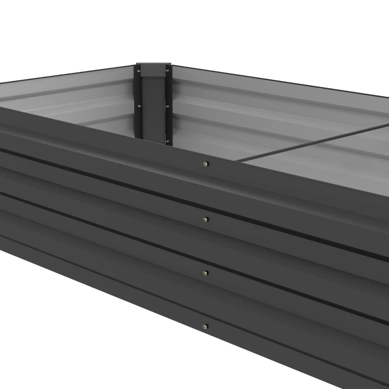 Outsunny 8'x2'x1' Galvanized Raised Bed, Large Elevated Planter Box for Growing Flowers, Herbs and Vegetables, Dark Grey