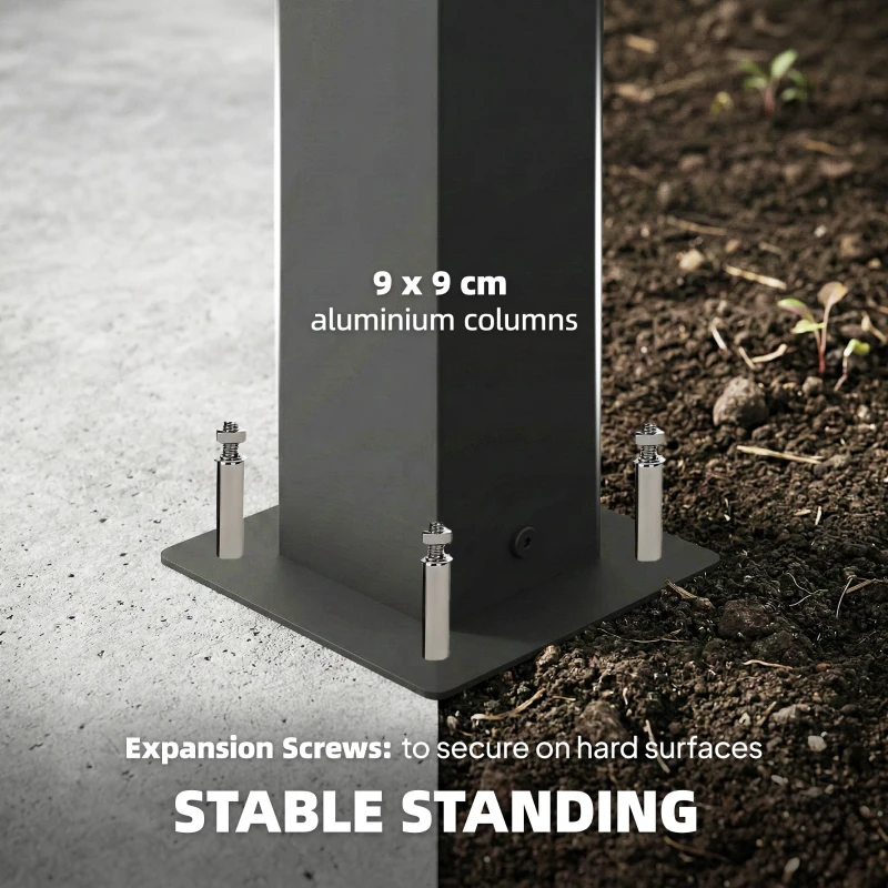 Outsunny 9.5 x 10 ft Louvered Pergola with PC Roof, Aluminium Outdoor Pergola Gazebo with Drainage Gutters, Handle, Clear