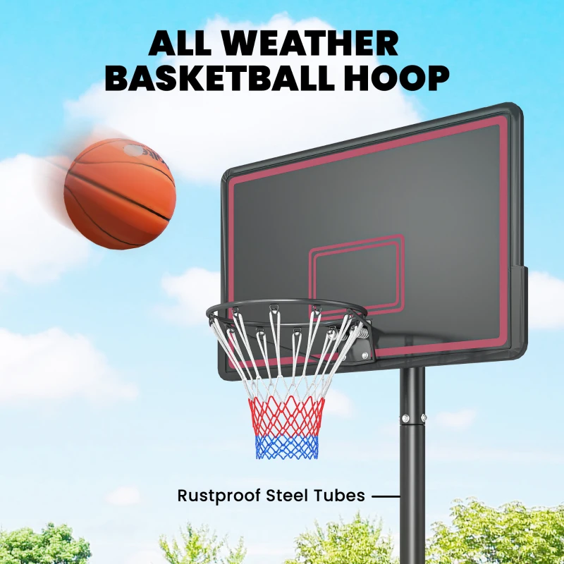Soozier Portable Basketball Hoop Outdoor, 4.4-10ft Adjustable Height Basketball Goal with Wheels, Fillable Base and Sandbag