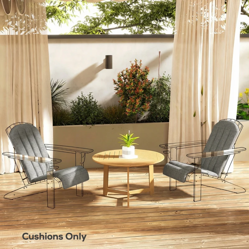 Outsunny Set of 2 Patio Chair Cushions, High Back Adirondack Chair Cushion with Ties, High-Density Foam, Dark Grey