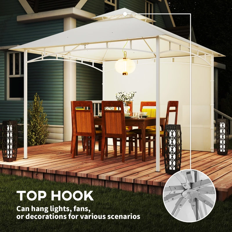 Outsunny 10' x 10' Patio Gazebo, Double Roof Outdoor Gazebo Canopy Shelter with Storage, Hook, Metal Frame, Cream White