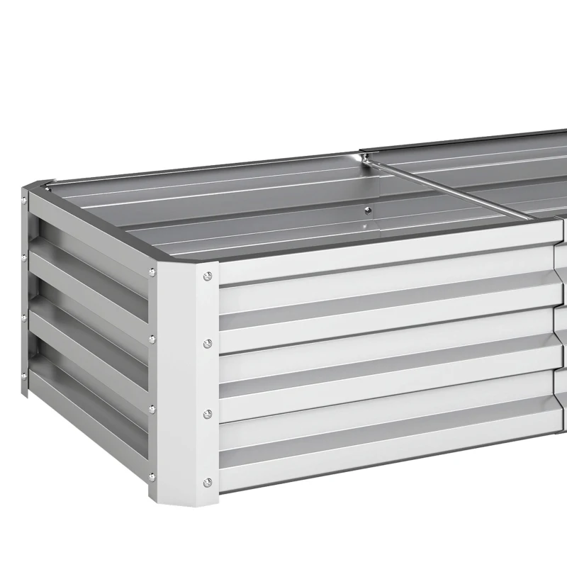 Outsunny Galvanized Raised Garden Bed, Outdoor Planter Box for Vegetables, Flowers, Herbs, 4' x 2' x 1', Silver