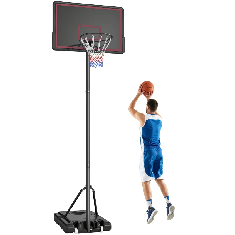 Soozier Portable Basketball Hoop Outdoor, 4.4-10ft Adjustable Height Basketball Goal with Wheels, Fillable Base and Sandbag
