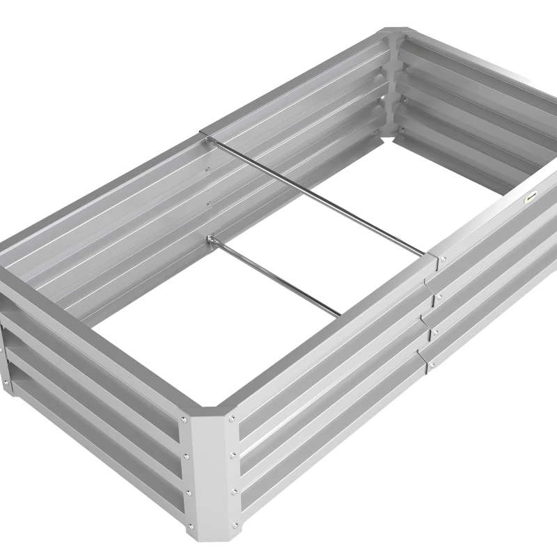 Outsunny Galvanized Raised Garden Bed, Outdoor Planter Box for Vegetables, Flowers, Herbs, 4' x 2' x 1', Silver