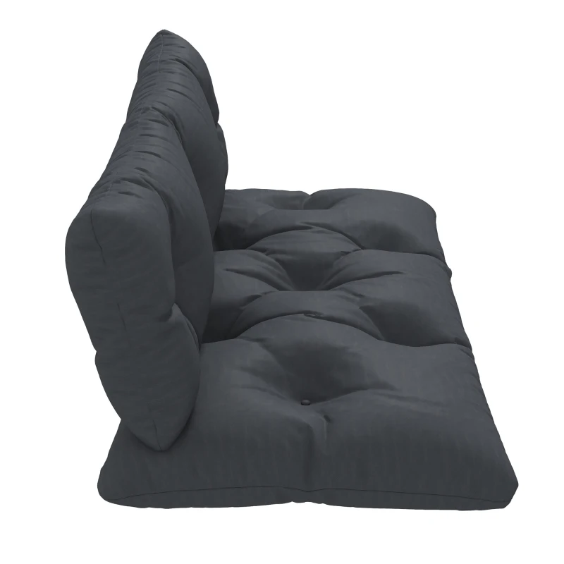 Outsunny 2 Seater 6" Thick Outdoor Seat Cushions with Back Cushion for Pallet, Loveseat Outdoor Furniture Cushions, Dark Grey