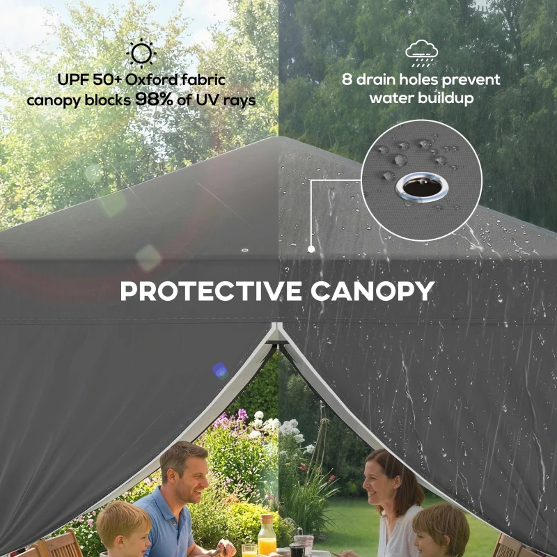 Outsunny 8.2 x 8.2 ft Pop Up Canopy Tent with 4 Sidewalls, UPF 50+ Outdoor Instant Canopy with Carry Bag, Dark Grey
