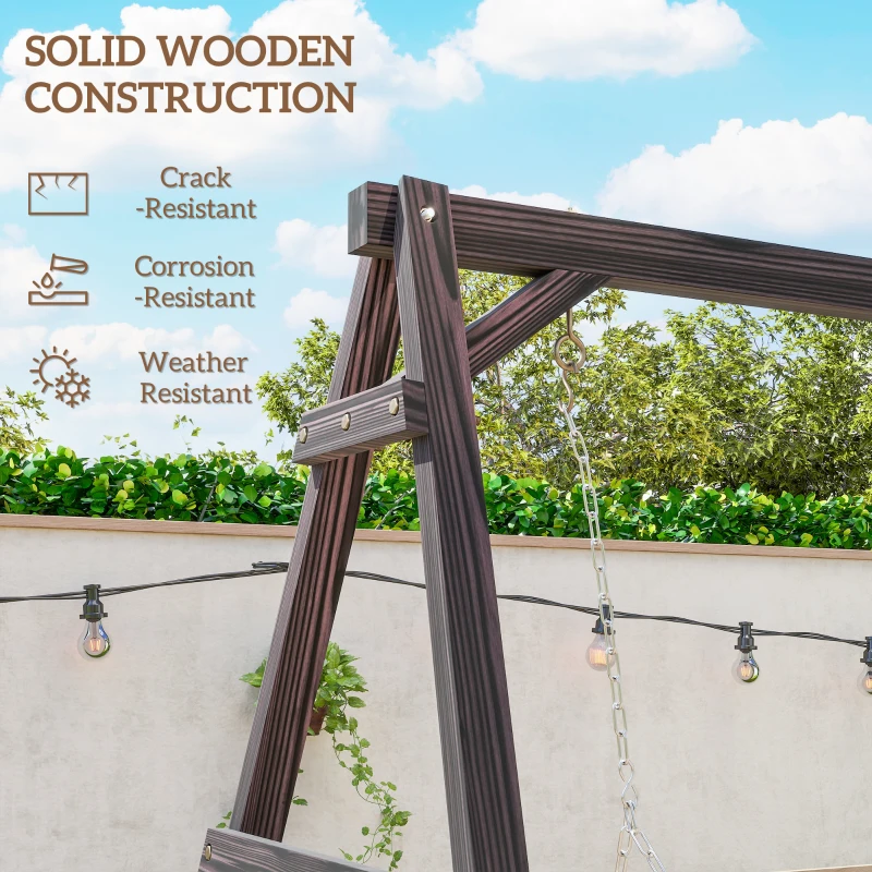 Outsunny Porch Swing Frame, Heavy Duty A-Frame Hanging Chair Stand Only with Reinforced Bars for Porch, Garden, Backyard