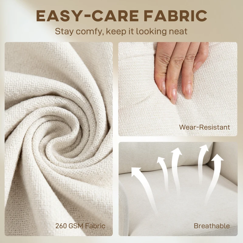 HOMCOM Accent Chair Modern Tufted with Metal Legs Upholstered Reading Armchair for Living Room Cream White