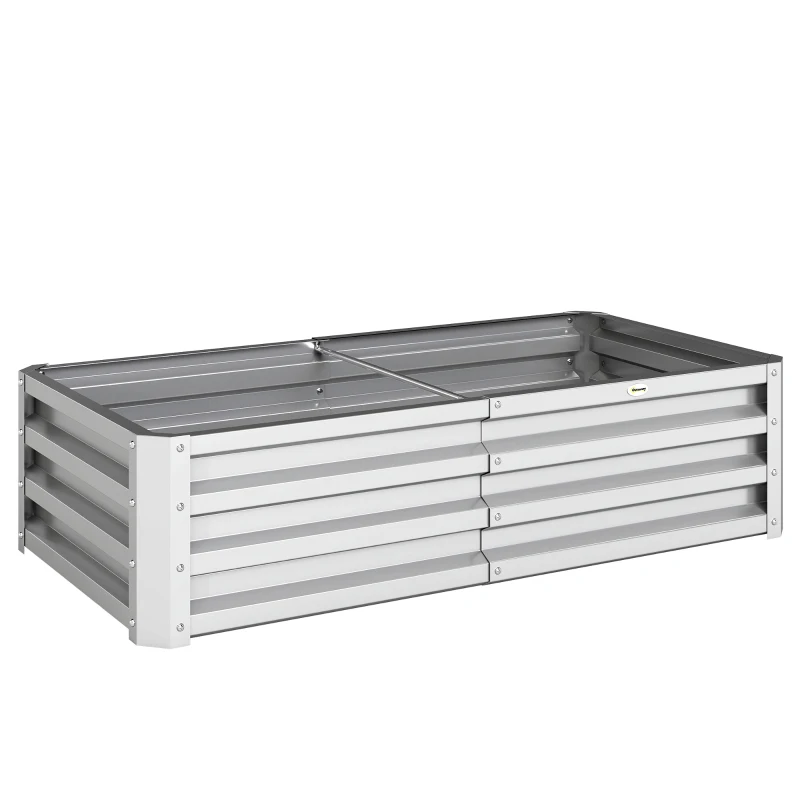 Outsunny Galvanized Raised Garden Bed, Outdoor Planter Box for Vegetables, Flowers, Herbs, 4' x 2' x 1', Silver