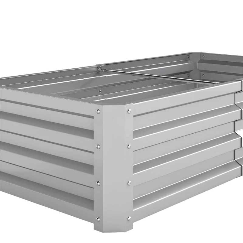 Outsunny Galvanized Raised Garden Bed, Outdoor Planter Box for Vegetables, Flowers, Herbs, 4' x 2' x 1', Silver