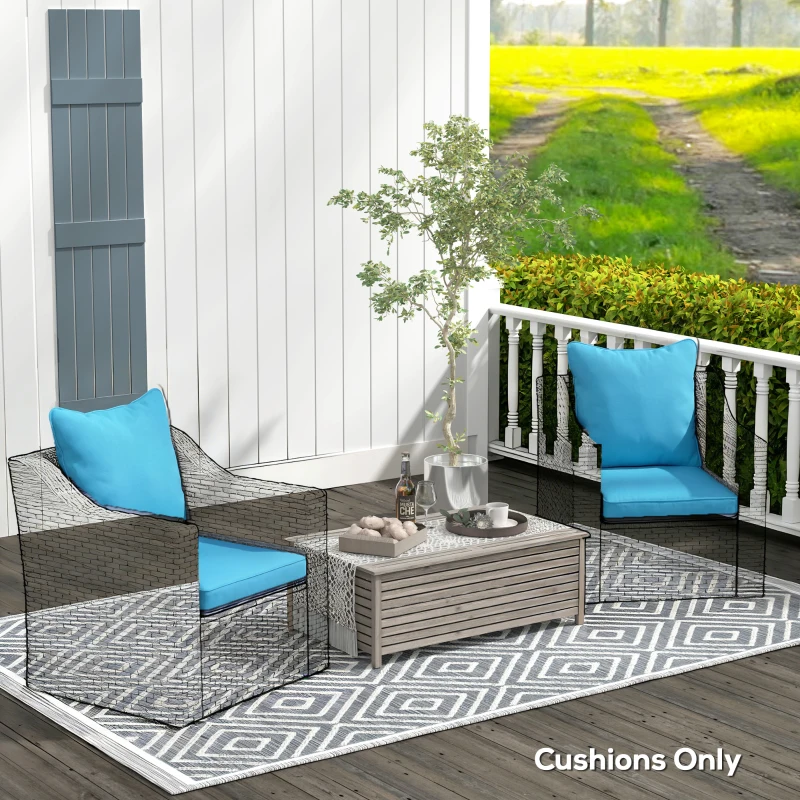 Outsunny Seat Cushion Back Pillows Replacement Set of 2, Patio Chair Cushions Set for Indoor Outdoor, Turquoise