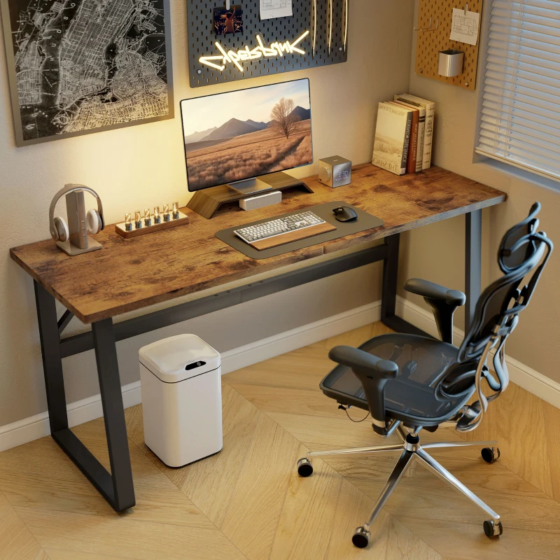 HOMCOM 71 Inch Computer Desk, Home Office Desk, Simple Study Writing Table with Adjustable Feet, Modern Style, Brown