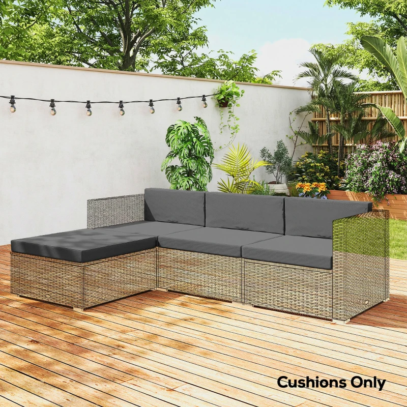 Outsunny Patio Furniture Cushions Water-Repellent Outdoor Loveseat Cushion Removable Covers 23.6" x 23.6", Grey