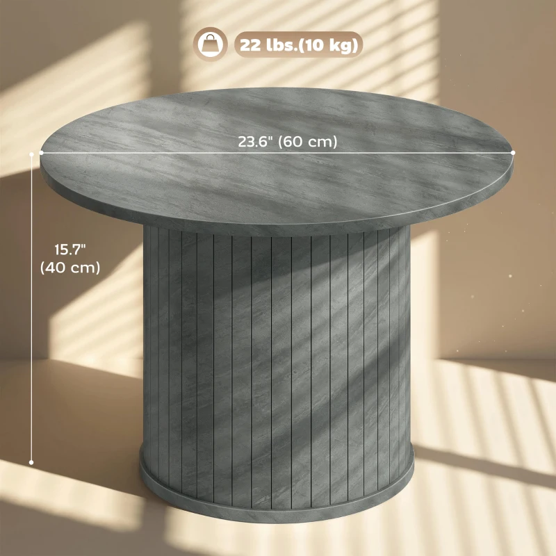 HOMCOM Round Coffee Table, 24" Center Table, Cement Grey