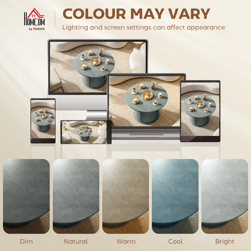 HOMCOM Round Coffee Table, 31.5" Center Table, Cement Grey