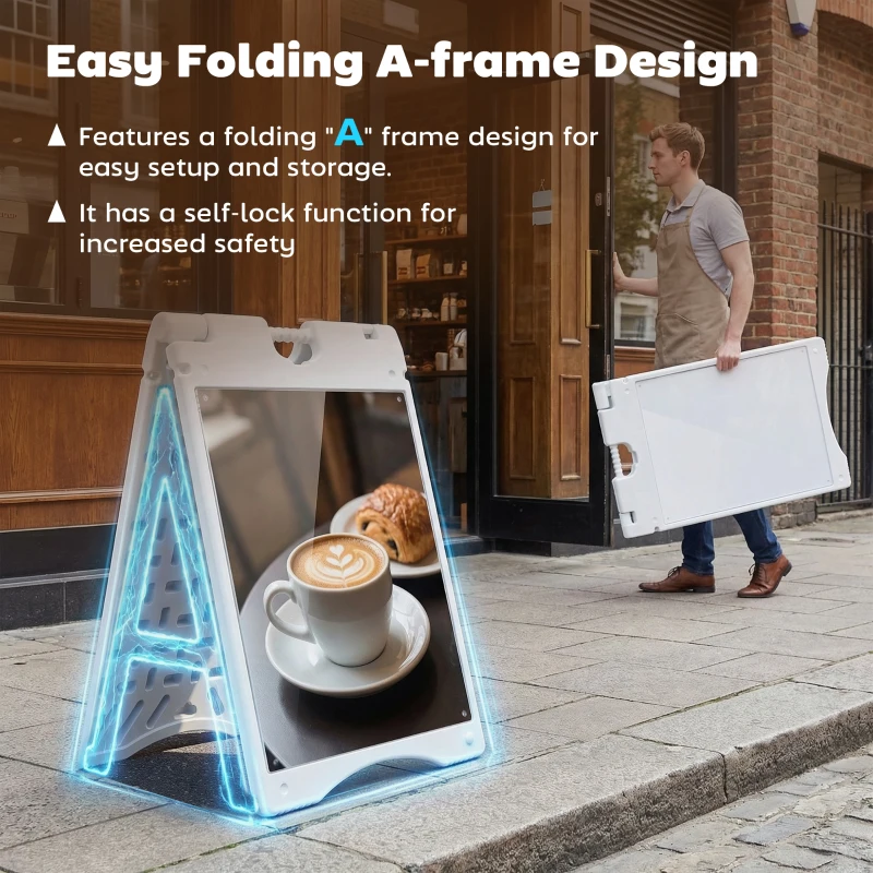 Vinsetto A Frame Sandwich Board Signs Outdoor 22" x 28" Sidewalk Sign with Weighted Tank & Weatherproof Design, White