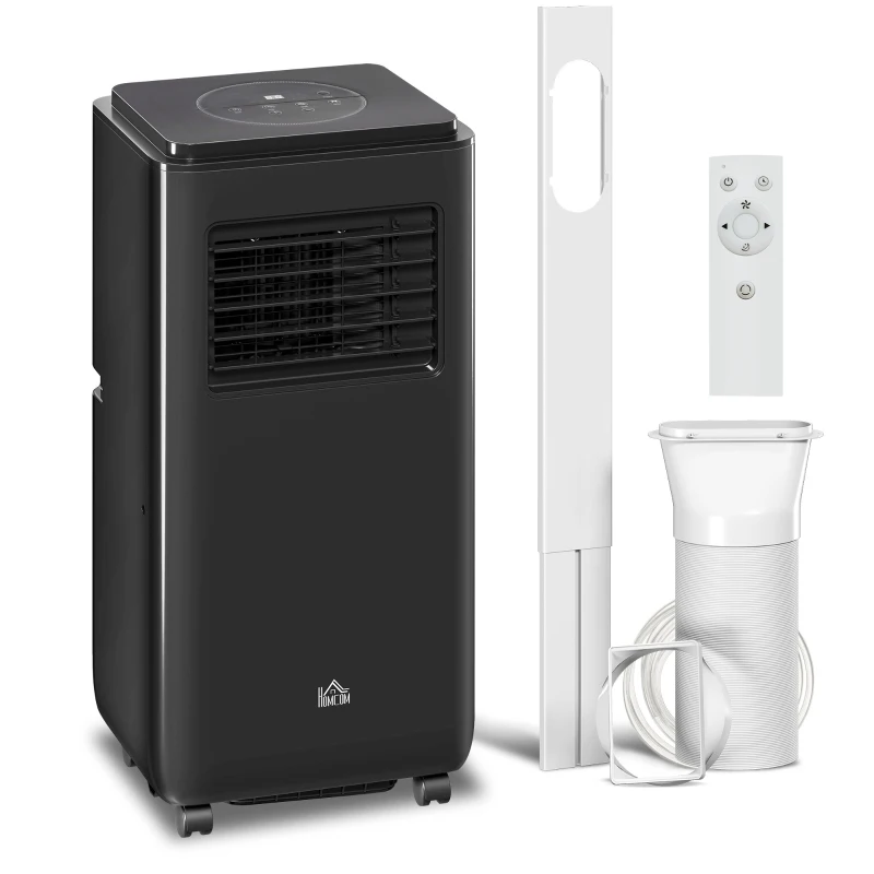 HOMCOM 10,000 BTU Moible Air Conditioner 440 Sq. Ft., Dehumidifier Fan Auto Sleep with 24H Timer On/Off, Window Kit, Black