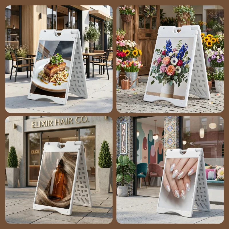 Vinsetto A Frame Sandwich Board Signs Outdoor 22" x 28" Sidewalk Sign with Weighted Tank & Weatherproof Design, White