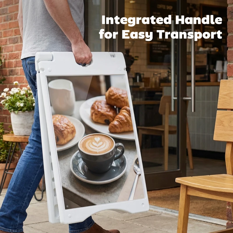 Vinsetto A Frame Sandwich Board Signs Outdoor 22" x 28" Sidewalk Sign with Weighted Tank & Weatherproof Design, White