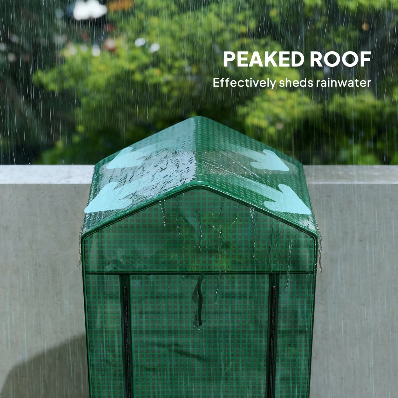 Outsunny 5 Tier Mini Greenhouse, Portable Outdoor Flower Stand with Shelf Clips, Indoor Greenhouse with Steel Frame, Transparent, 27.25" x 19.25" x 76", Green