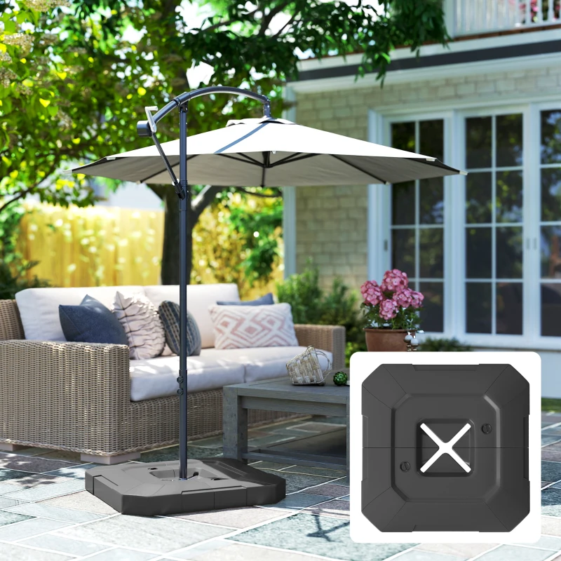 Outsunny 2-Piece Cantilever Umbrella Base Weight Set, 231 lb Water or Sand Fillable Outdoor Offset Umbrella Weights, Black