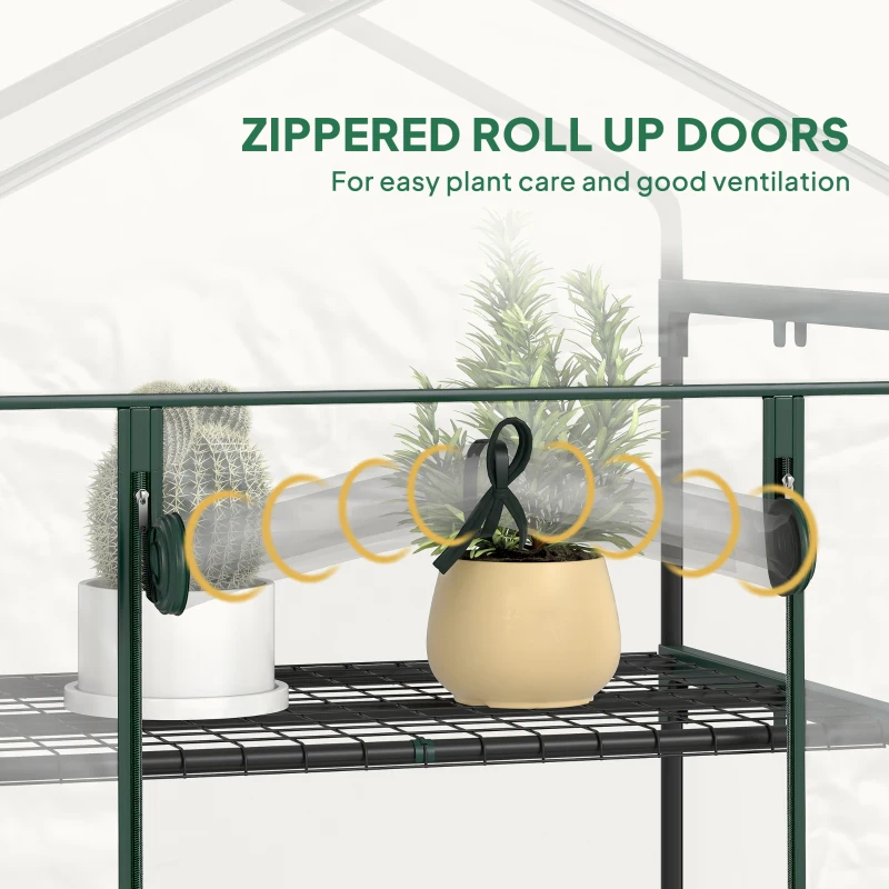 Outsunny 5 Tier Mini Greenhouse, Portable Outdoor Flower Stand with Shelf Clips, Indoor Greenhouse with Steel Frame, Transparent, 27.25" x 19.25" x 76", Clear