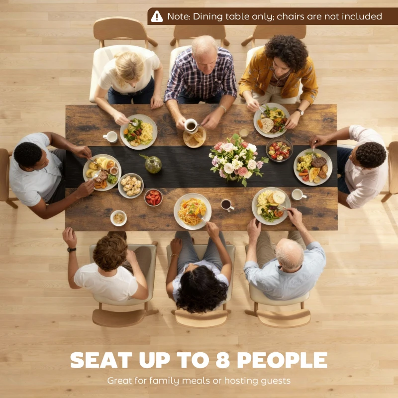 HOMCOM Industrial Kitchen Table for 8 People, 70.9" Long Dining Table with Large Tabletop and Steel Legs for Dining Room, Brown