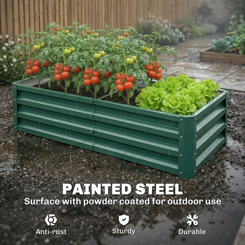 Outsunny Galvanized Raised Garden Bed, Outdoor Planter Box for Vegetables, Flowers, Herbs, 4' x 2' x 1', Dark Green