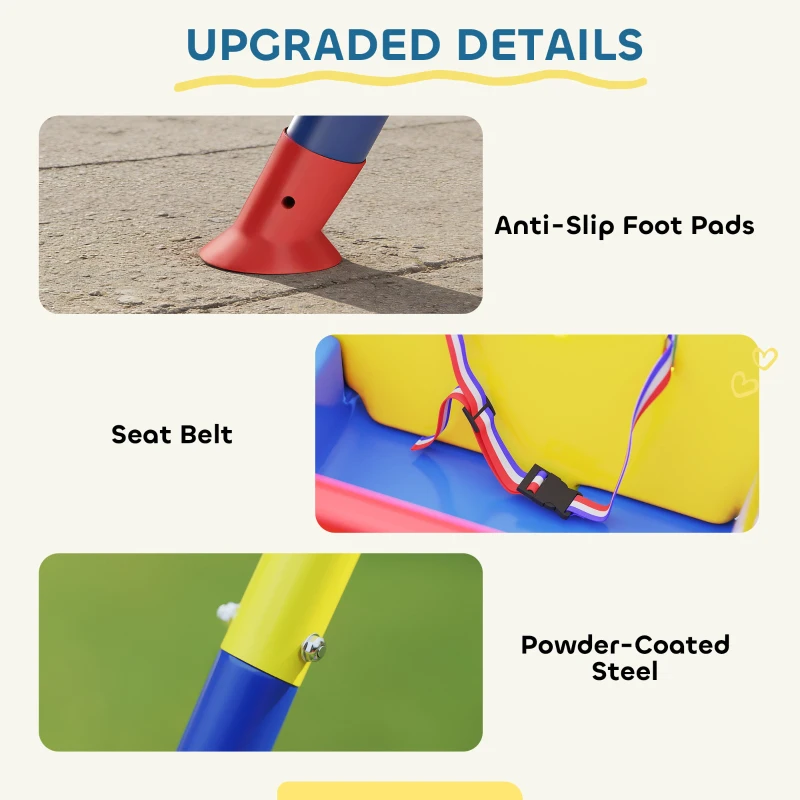 Qaba 3 in 1 Toddler Swing Set, Folding Child Swing Set with Seat Belt, Adjustable Seat for Outdoor Indoor, Blue