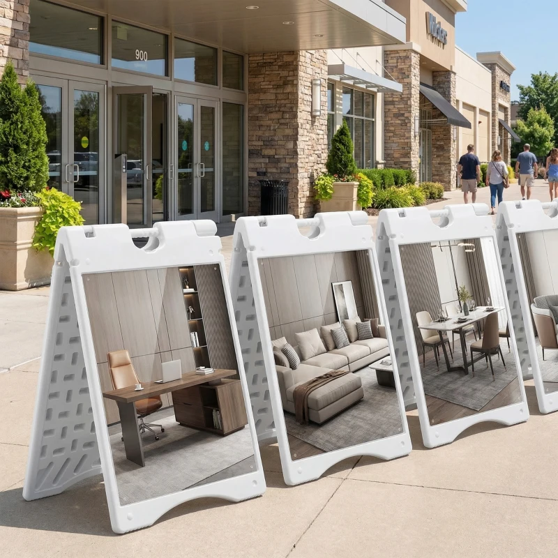 Vinsetto A Frame Sandwich Board Signs Outdoor 22" x 28" Sidewalk Sign with Weighted Tank & Weatherproof Design, White