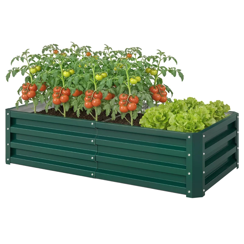 Outsunny Galvanized Raised Garden Bed, Outdoor Planter Box for Vegetables, Flowers, Herbs, 4' x 2' x 1', Dark Green