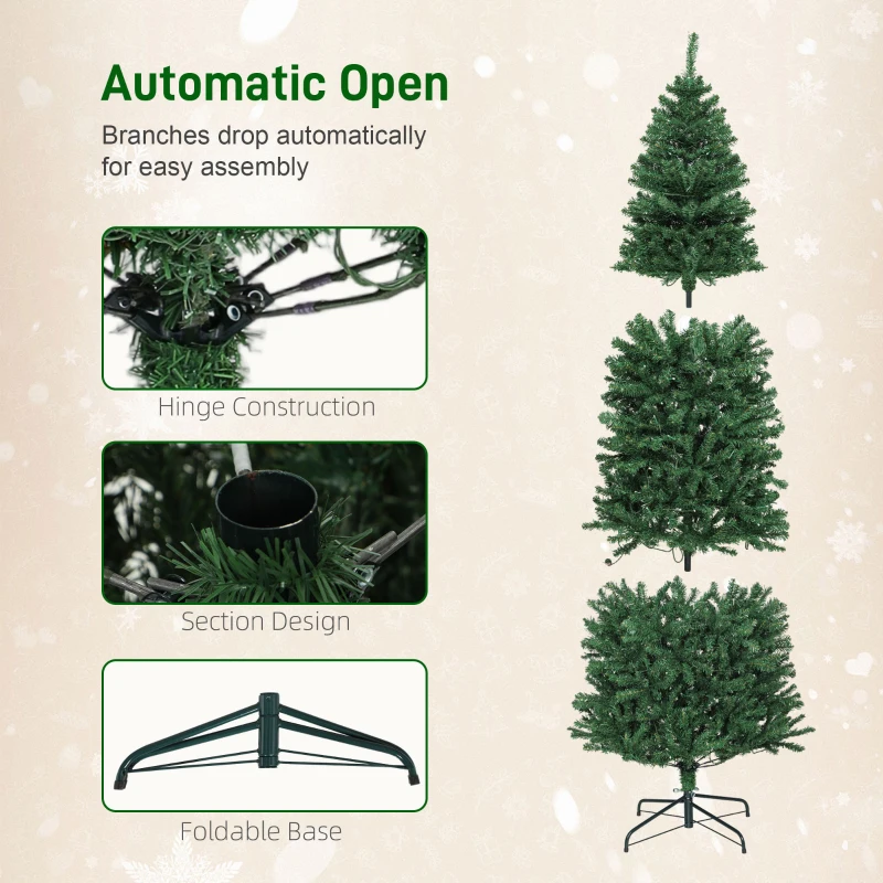 HOMCOM 6ft Artificial Christmas Tree with Colorful DIY Synchronized Lights, Remote, Hinged Slim Fir with Daily Timer