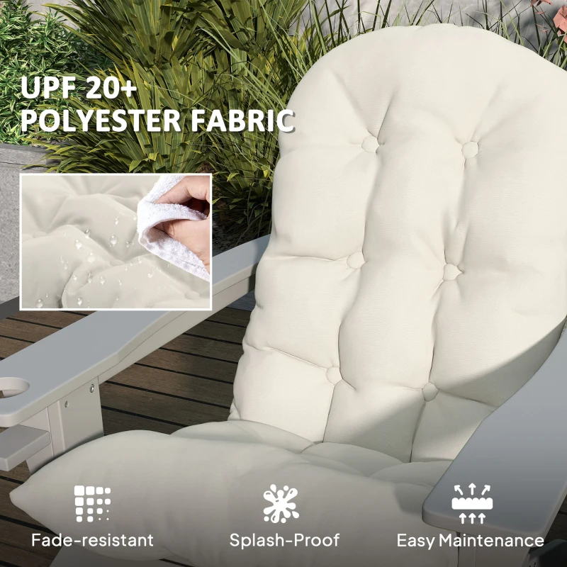 Outsunny Adirondack Chair Cushions Set of 2, Tufted High Back Patio Non-Slip Cushions for Adirondack Chairs, Beige