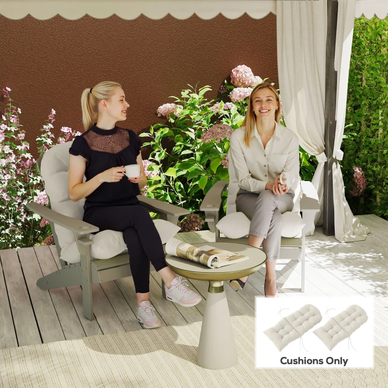 Outsunny Adirondack Chair Cushions Set of 2, Tufted High Back Patio Non-Slip Cushions for Adirondack Chairs, Beige